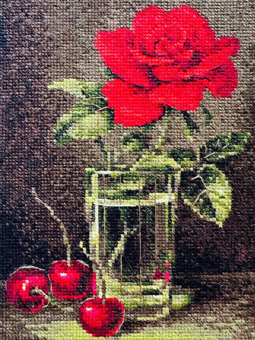 Rose and Sweet Cherry 2123R Counted Cross Stitch Kit - Wizardi