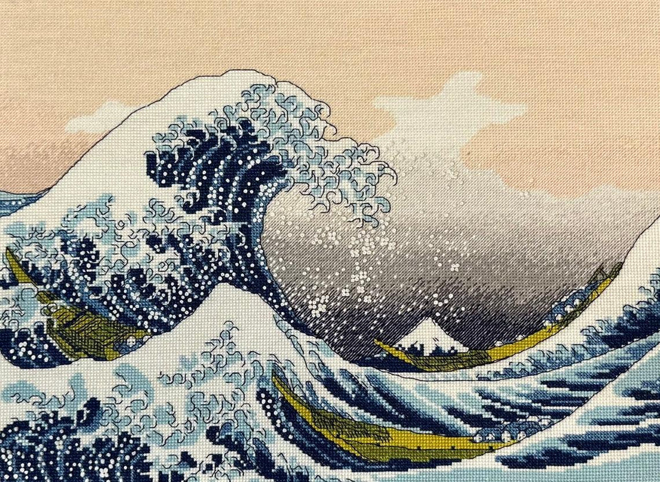 The Great Wave off Kanagawa after K. Hokusai Artwork 2186R Counted Cross Stitch Kit - Wizardi