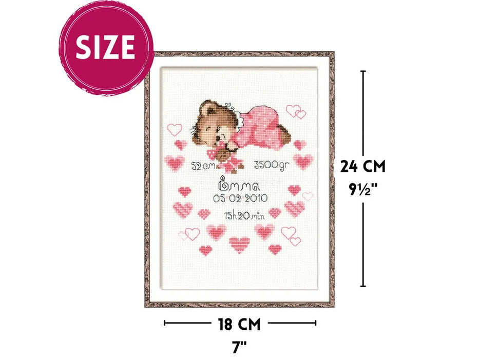 Girls Birth Announcement R1123 Counted Cross Stitch Kit