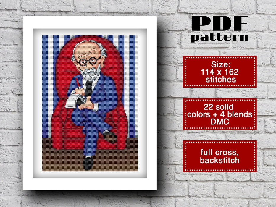 Dr. Sigmund Freud - PDF Cross Stitch Pattern