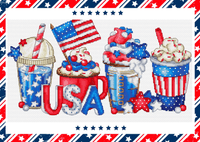 Independence Day Coffees - PDF Cross Stitch Pattern - Wizardi
