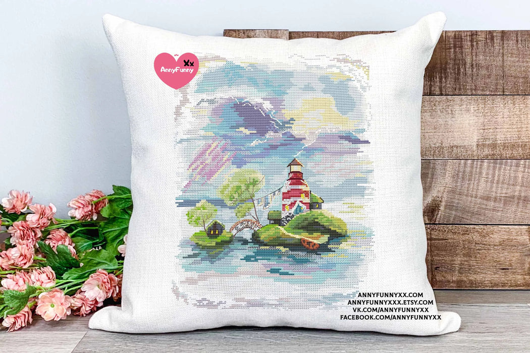 Houses on the islands. Lighthouse - PDF Cross Stitch Pattern