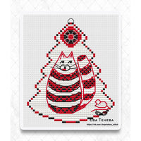 Fir Tree, Mzeza Painting. Cat - PDF Cross Stitch Pattern