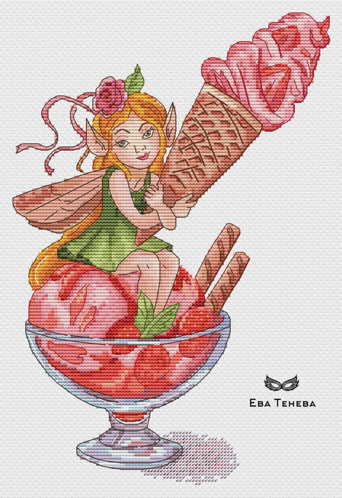 Summer Elves. Ice Cream Fairy - PDF Cross Stitch Pattern