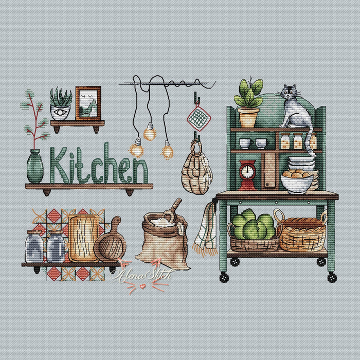 Kitchen - PDF Cross Stitch Pattern - Wizardi