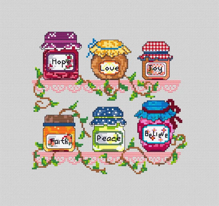 Jars of Happiness - PDF Cross Stitch Pattern