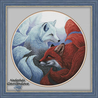 Kitsune. Ice and flam - PDF Counted Cross Stitch Pattern - Wizardi
