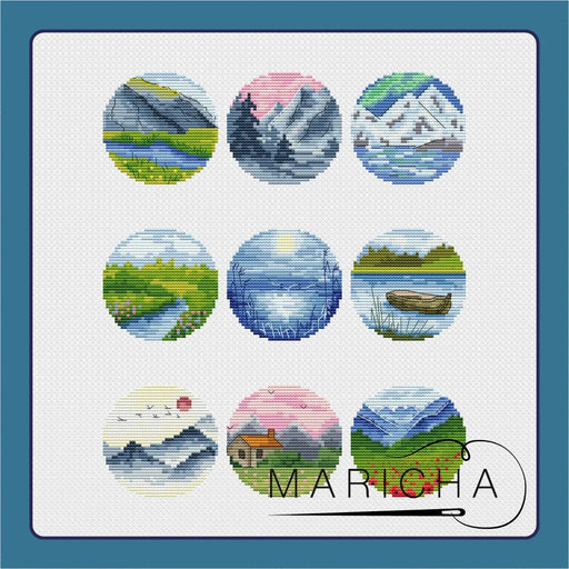 Landscapes set - PDF Cross Stitch Pattern - Wizardi