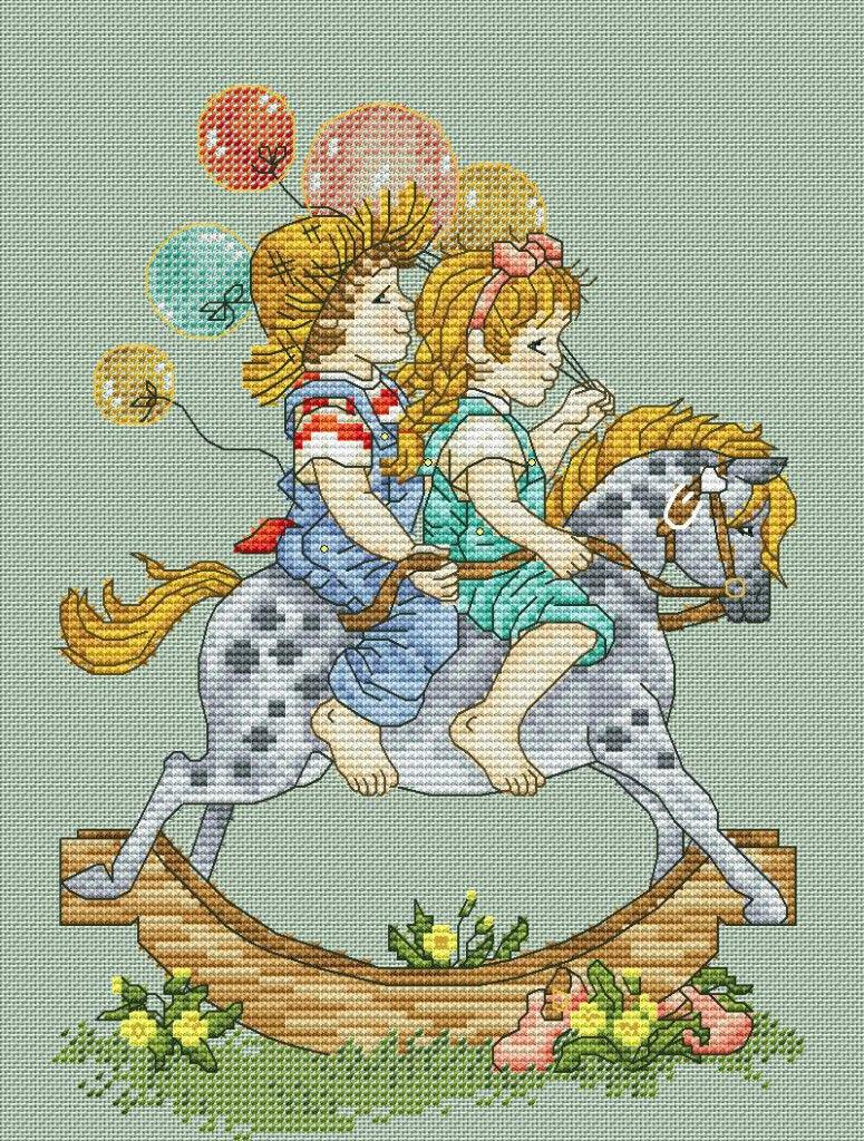 Let's ride to visit someone - PDF Free Cross Stitch Pattern - Wizardi