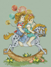 Let's ride to visit someone - PDF Free Cross Stitch Pattern - Wizardi