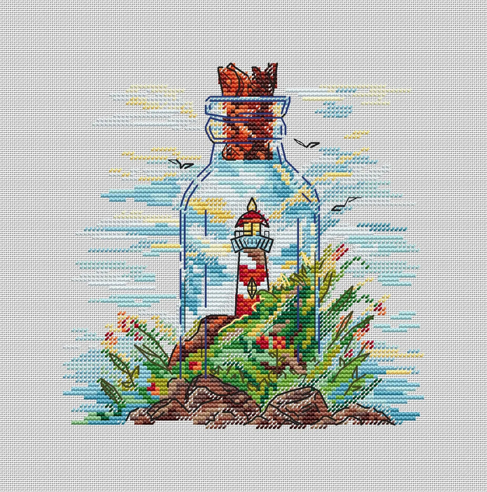 Lighthouse in Bottle - PDF Cross Stitch Pattern