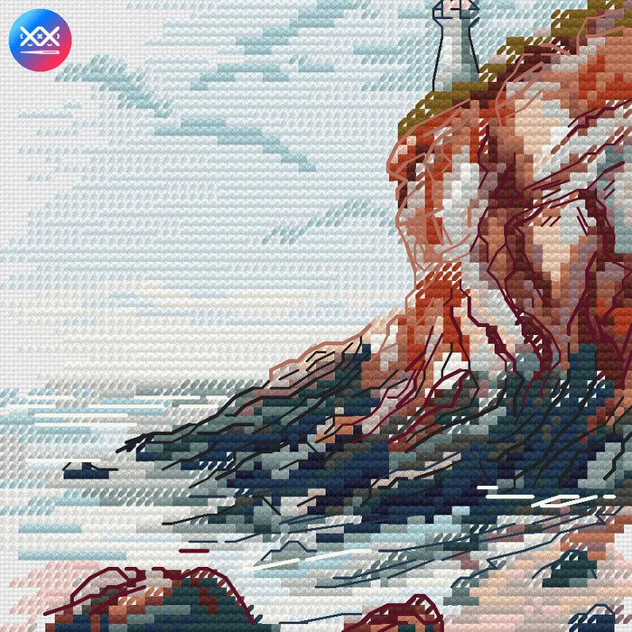 Lighthouse on a Cliff - PDF Cross Stitch Pattern