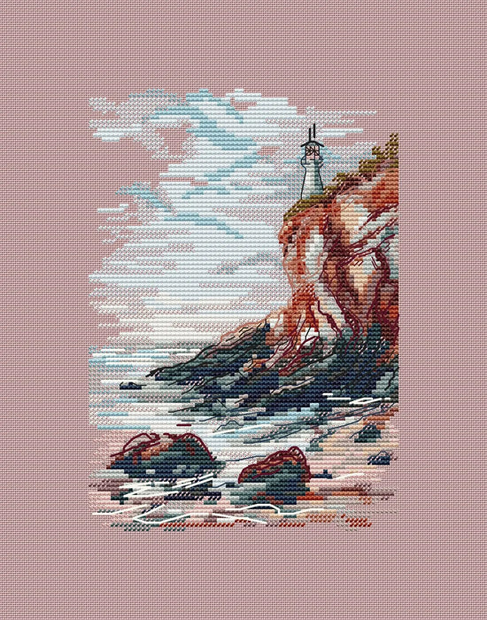 Lighthouse on a Cliff - PDF Cross Stitch Pattern