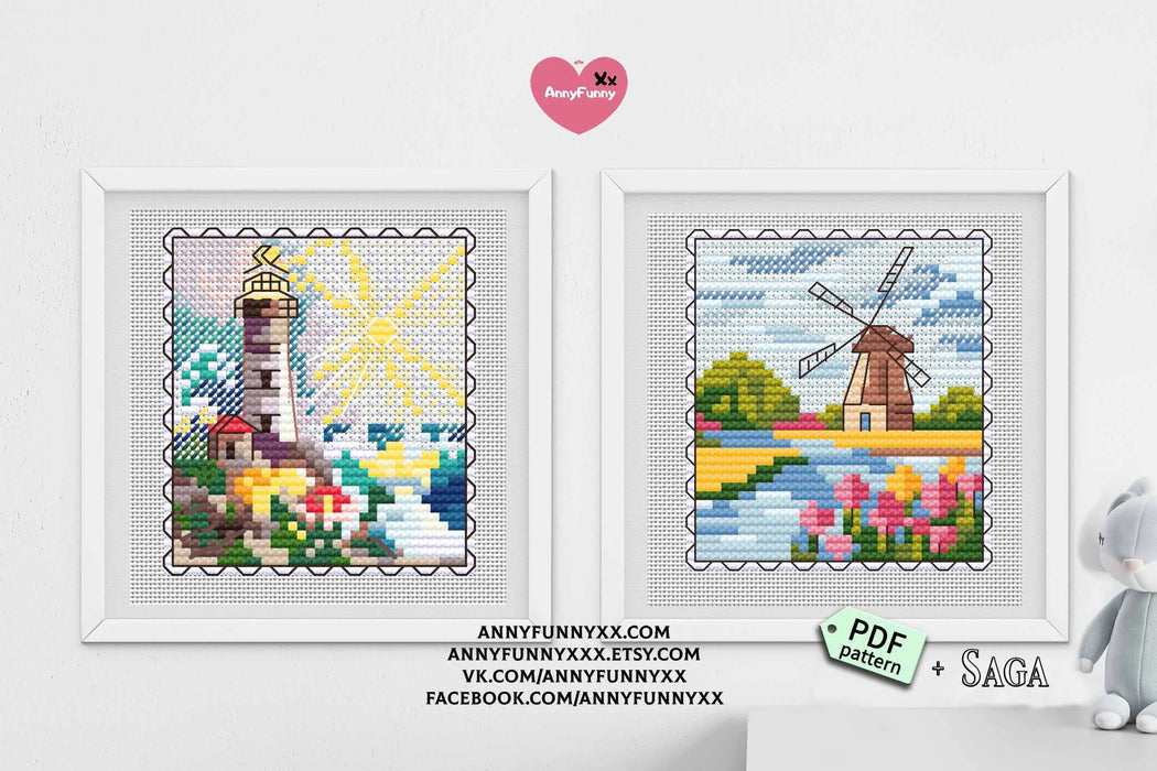 Mark-lighthouse. Mini Stamp Series - PDF Cross Stitch Pattern