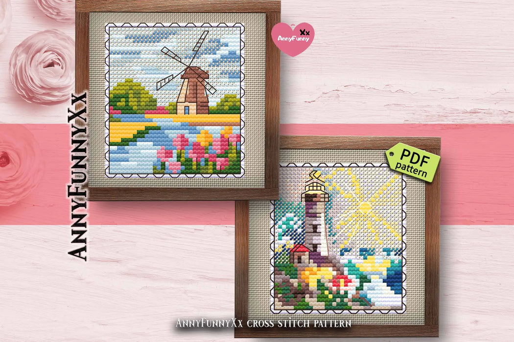 Mark-lighthouse. Mini Stamp Series - PDF Cross Stitch Pattern