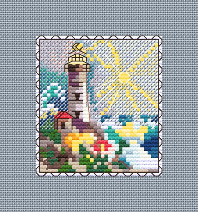 Mark-lighthouse. Mini Stamp Series - PDF Cross Stitch Pattern