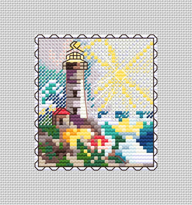 Mark-lighthouse. Mini Stamp Series - PDF Cross Stitch Pattern