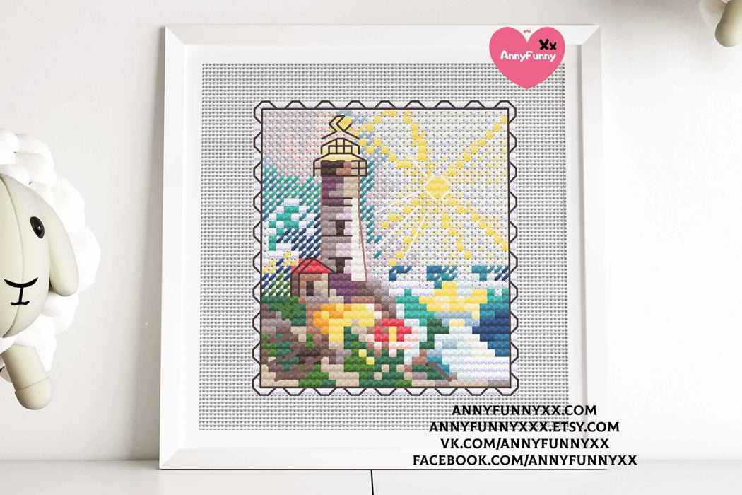 Mark-lighthouse. Mini Stamp Series - PDF Cross Stitch Pattern