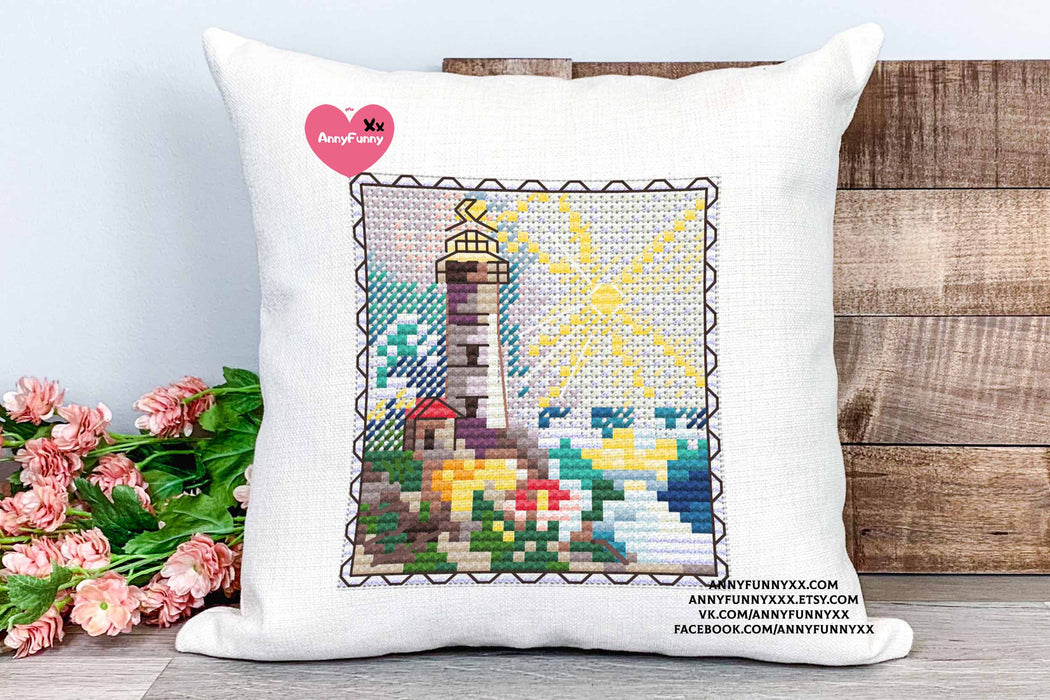 Mark-lighthouse. Mini Stamp Series - PDF Cross Stitch Pattern