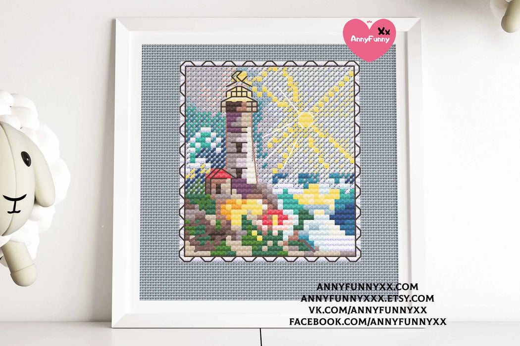 Mark-lighthouse. Mini Stamp Series - PDF Cross Stitch Pattern