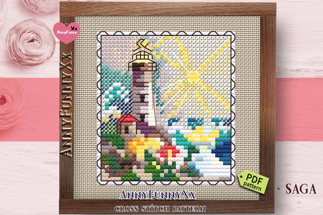 Mark-lighthouse. Mini Stamp Series - PDF Cross Stitch Pattern