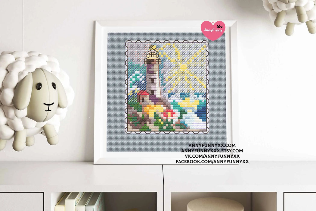 Mark-lighthouse. Mini Stamp Series - PDF Cross Stitch Pattern