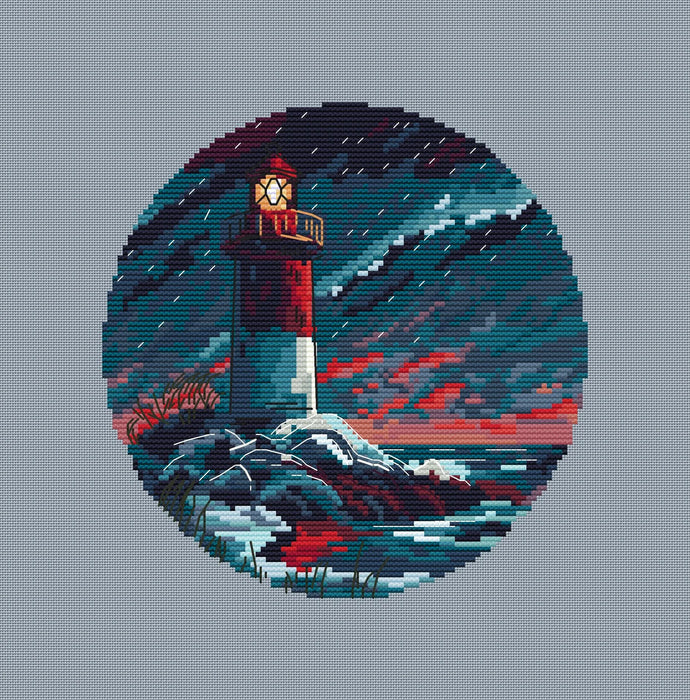 Ice Lighthouses. Crimson Charm - PDF Cross Stitch Pattern