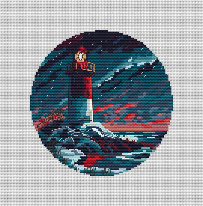 Ice Lighthouses. Crimson Charm - PDF Cross Stitch Pattern