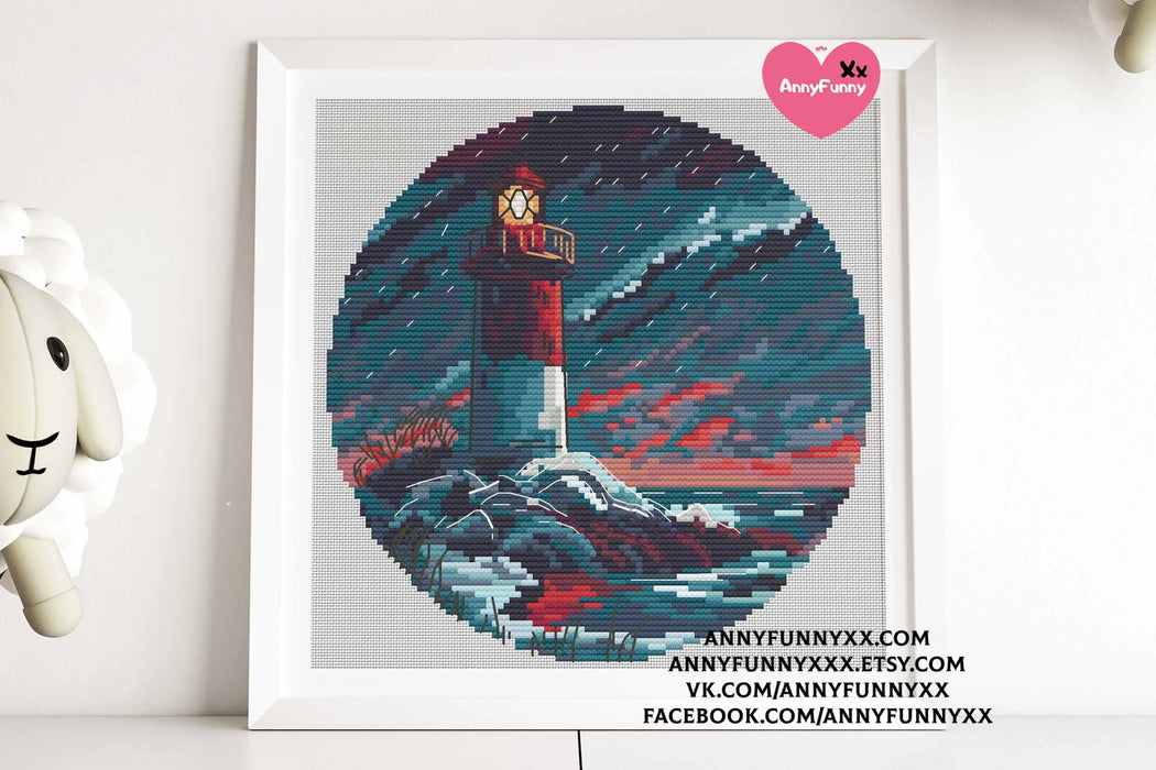 Ice Lighthouses. Crimson Charm - PDF Cross Stitch Pattern