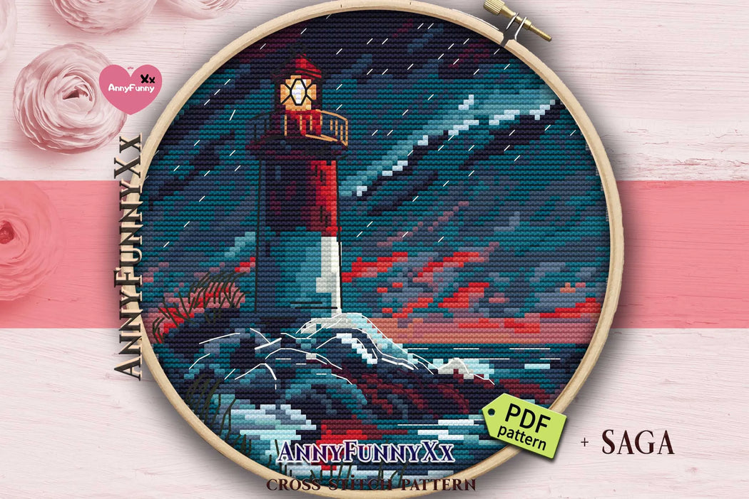 Ice Lighthouses. Crimson Charm - PDF Cross Stitch Pattern