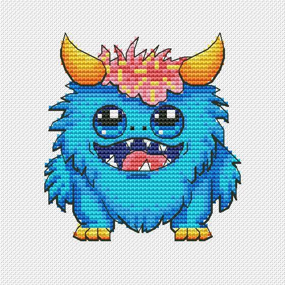 Little Monster - Free PDF Cross Stitch Pattern - Wizardi
