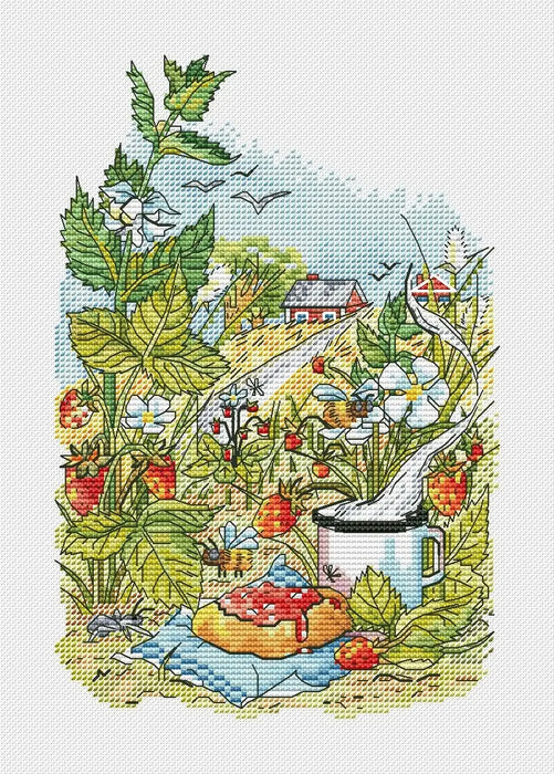 Taiga herbs. Strawberries - PDF Cross Stitch Pattern