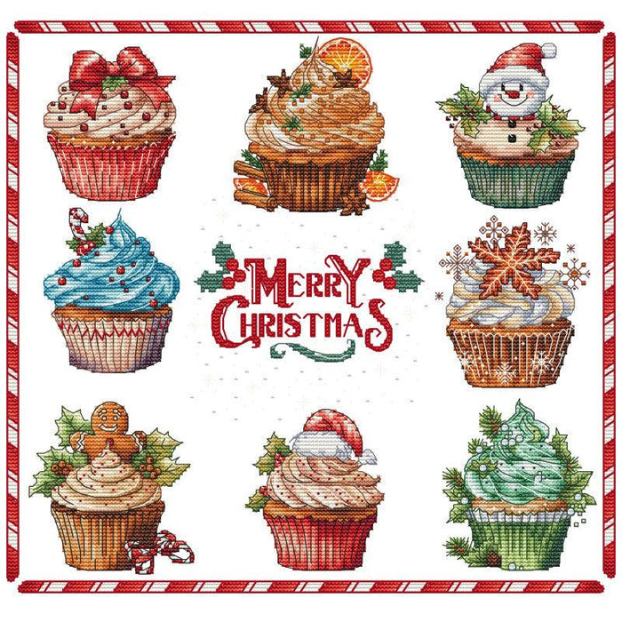 Merry Christmas Cupcakes - PDF Cross Stitch Pattern - Wizardi