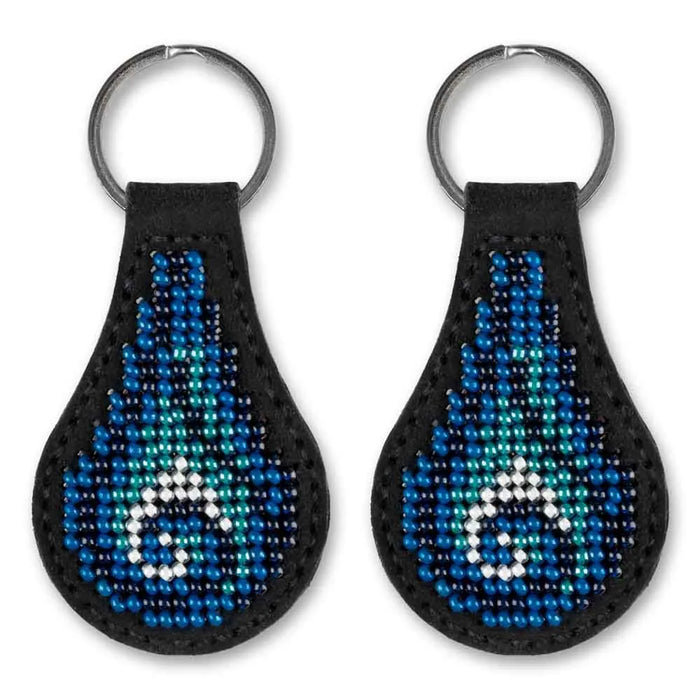 Bead embroidery kit on artificial leather Key ring  FLBB-088