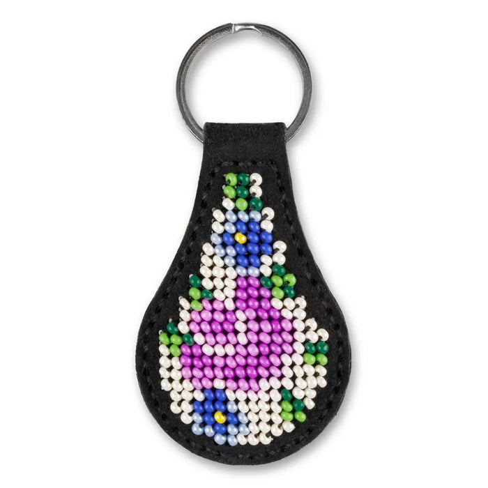 Bead embroidery kit on artificial leather Key ring  FLBB-092