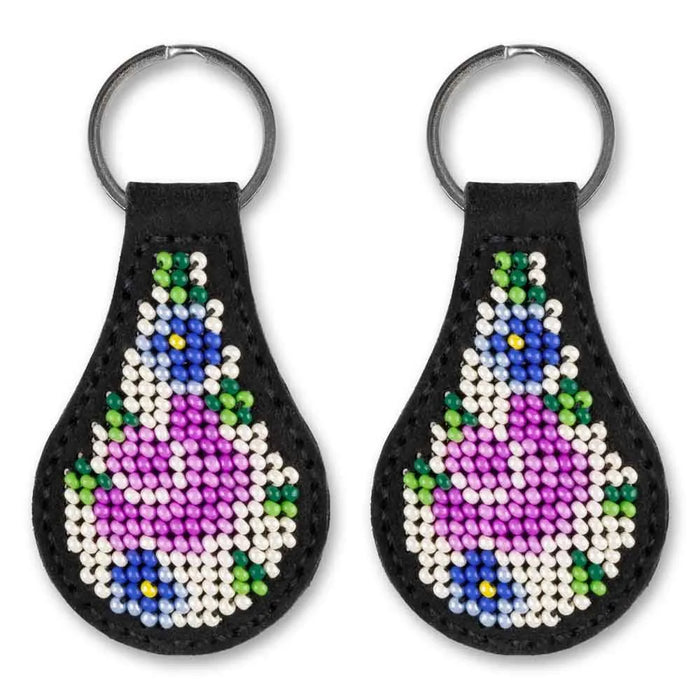 Bead embroidery kit on artificial leather Key ring  FLBB-092