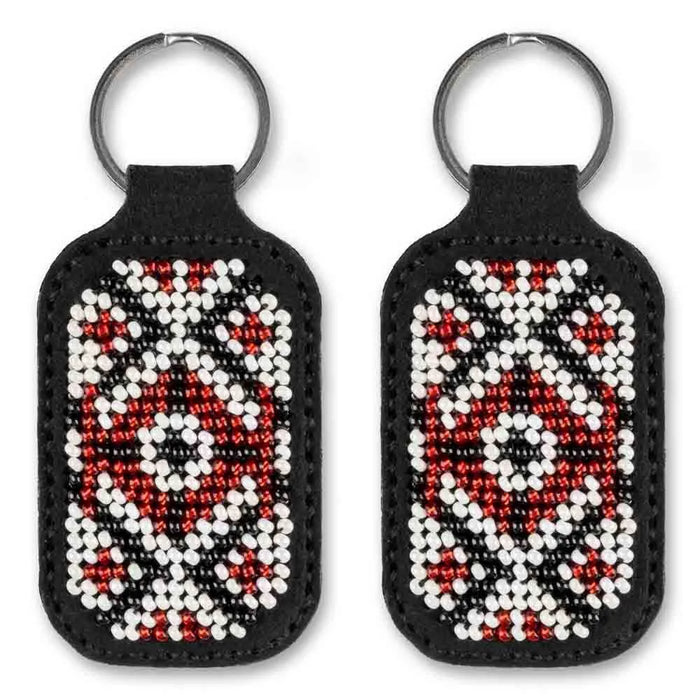 Bead embroidery kit on artificial leather Key ring  FLBB-095