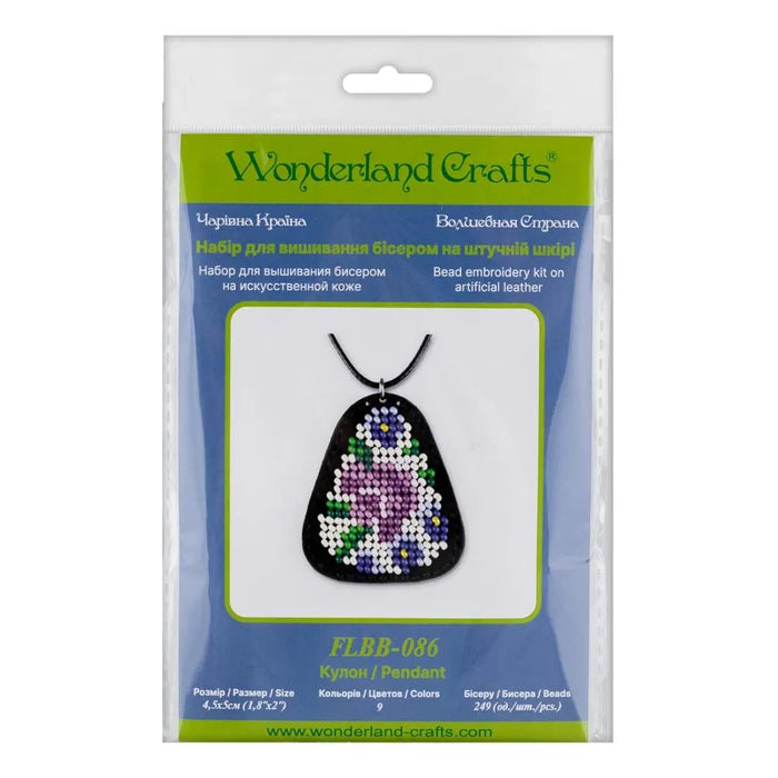 Bead embroidery kit on artificial leather Pendant  FLBB-086