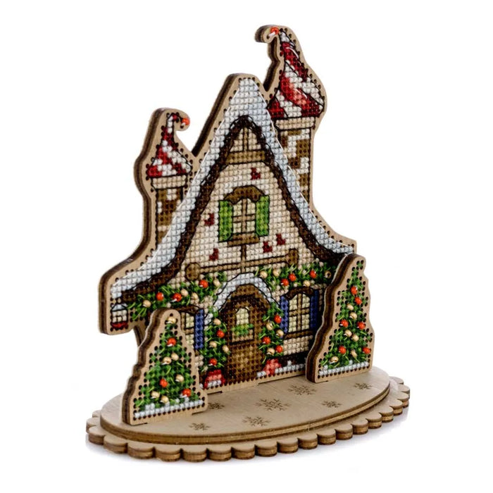 Christmas House Cross-stitch kit on wood FLW-046