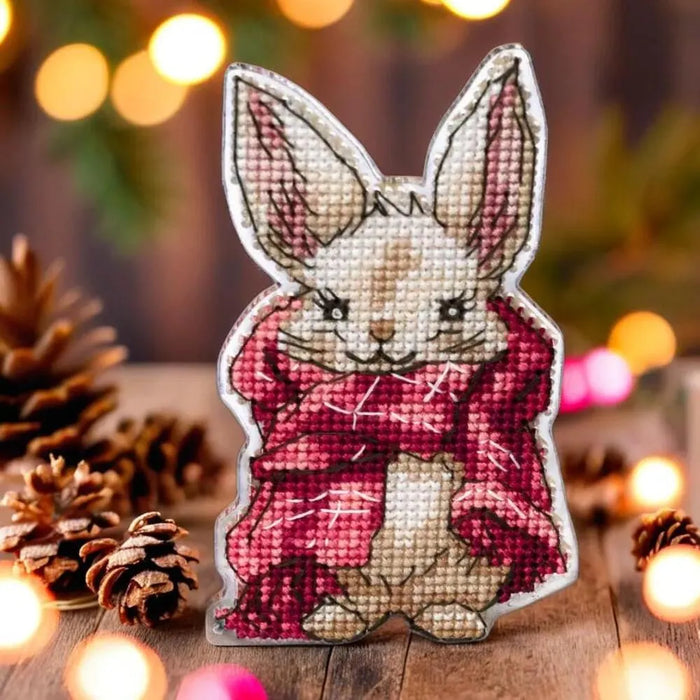 Rabbit Cross-stitch kit on a plastic base FLX-006