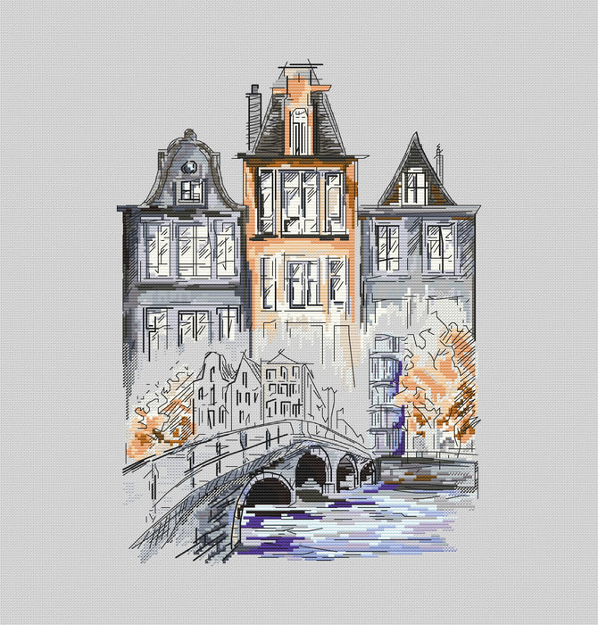 Old city. Prague - PDF Cross Stitch Pattern