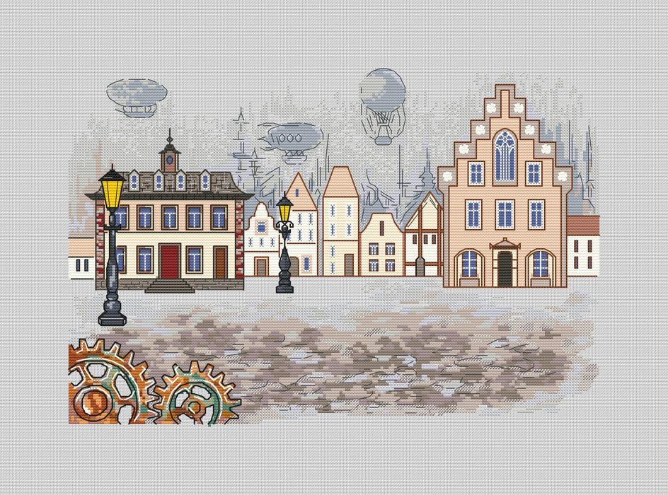 Memories of the future. Steam Punk City - PDF Cross Stitch Pattern