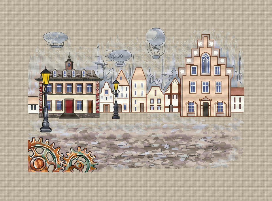 Memories of the future. Steam Punk City - PDF Cross Stitch Pattern