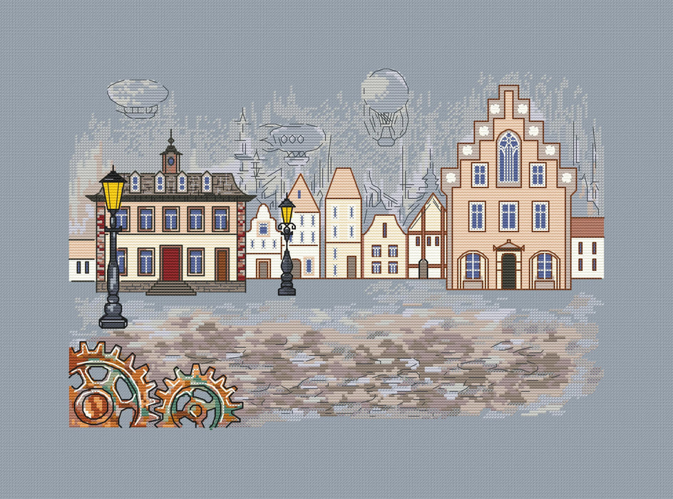 Memories of the future. Steam Punk City - PDF Cross Stitch Pattern