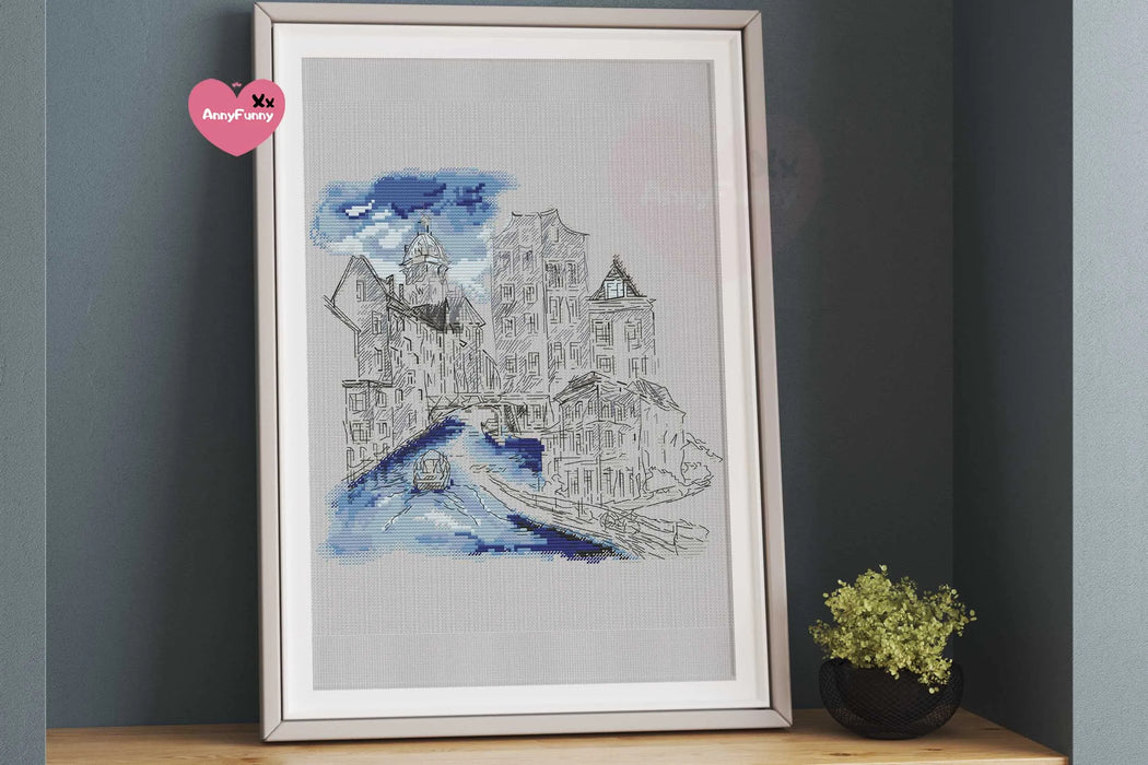 Old Town Blue - PDF Cross Stitch Pattern