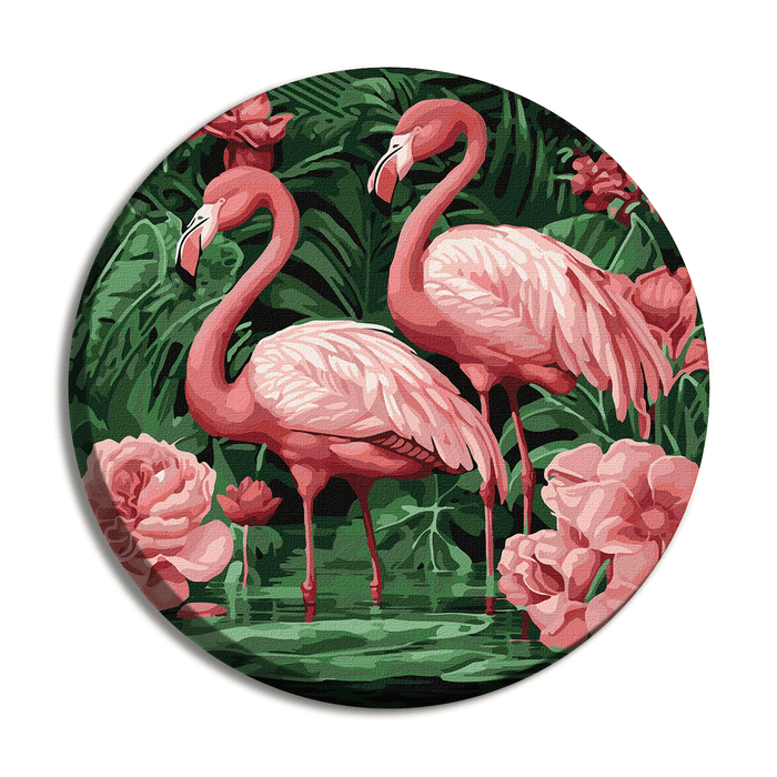 Painting by Numbers kit Flamingos in flowers KHO-R1005 - Wizardi