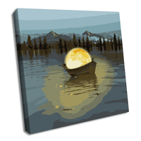 Painting by Numbers kit Moon boat with metallic paints KHO5031 - Wizardi