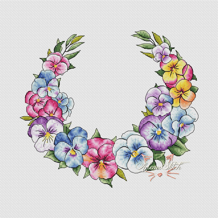 Pansies - PDF Cross Stitch Pattern - Wizardi