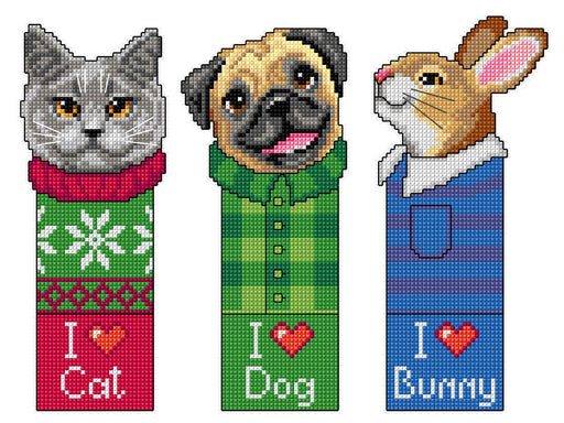 Pets set of 3 designs 7696 Counted Cross-Stitch Kit - Wizardi