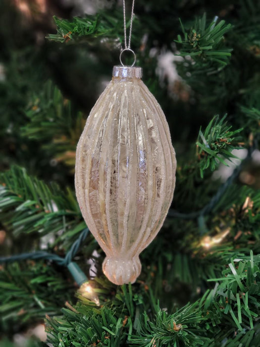 Gold Elongated Teardrop Glass Christmas Ornament F07M7-5-LH76-23191